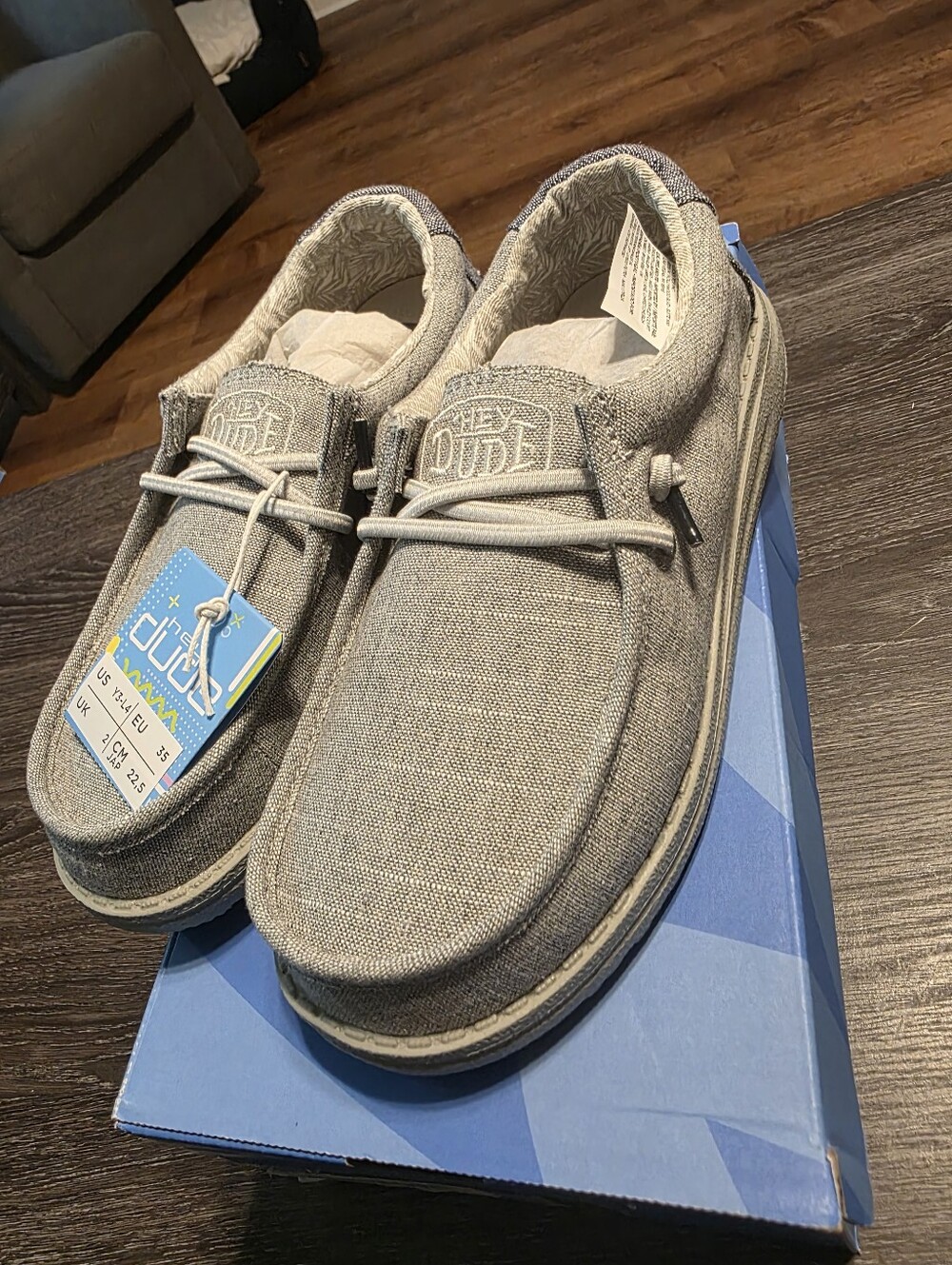Hey Dude Kids Gray Canvas Slip-On Loafers